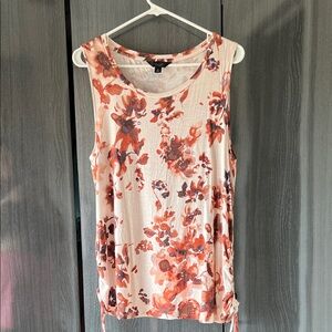 Simply Vera Vera Wang Floral Sleeveless Top - Cream and burnt orange